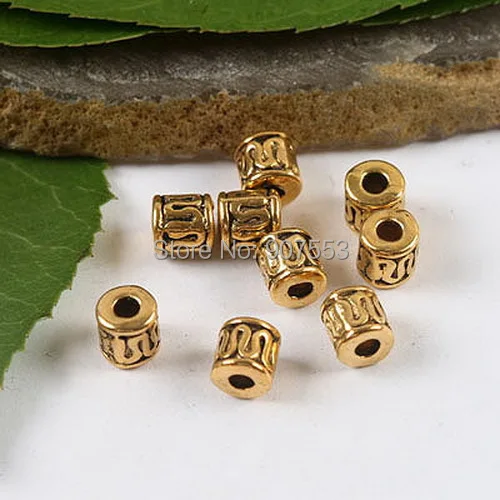 

50pcs 5.4*5.1mm hole is 2.0mm Dark Gold-tone Round Pattern Spacer Beads H2070 Beads for Jewelry Making