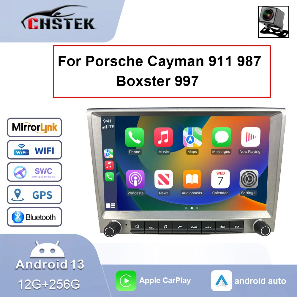 

CHSTEK Android Auto Bluetooth Wireless Carplay Car Radio For Porsche Cayman 911 987 Boxster997 WIFI Multimedia GPS Navigation 4G