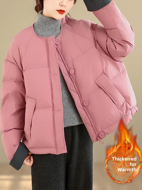 

Korean Sle Color Blo down Cotton Jaet Women's Winter Faion Thi Warm ort Bread Sle Cotton Coat Outerwear