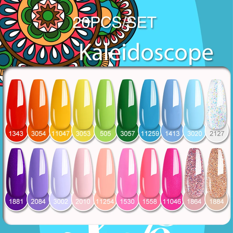 ArteClavo 15ml Kleuren Nail Art Kit 10/20 stks/set Nagelgel Polishes Set Top Coat Losweken UV Hybride Vernis manicure Nagels Lak