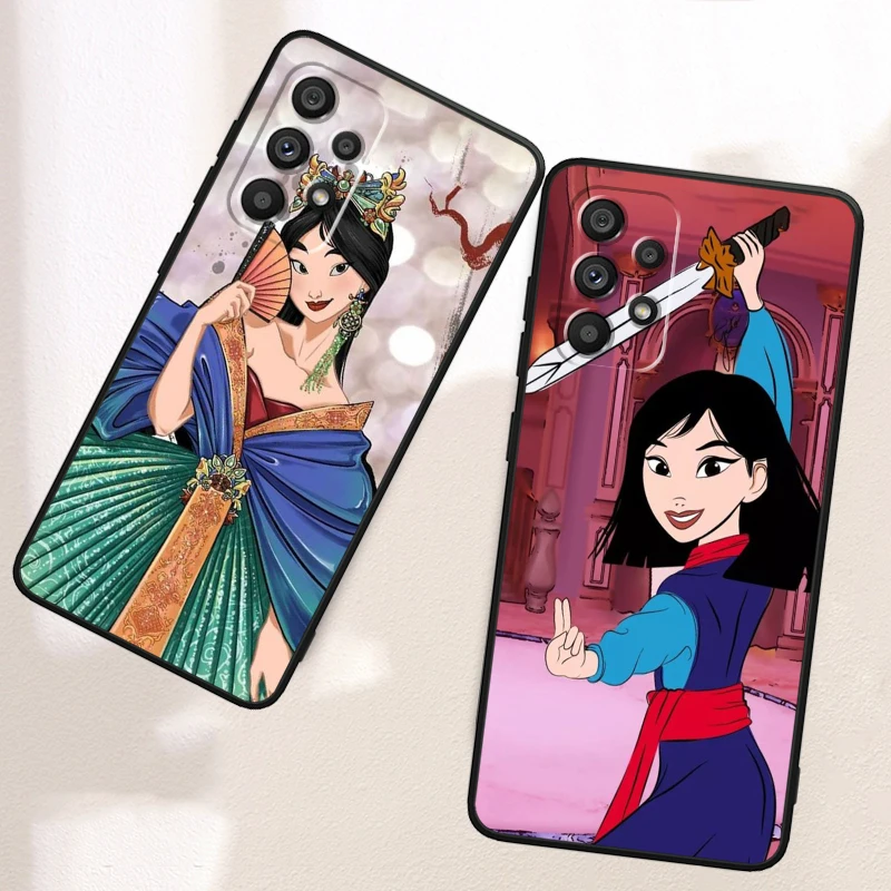 Disney Mulan Beautiful Cartoon For Samsung A53 A52 A33 A32 A51 A71 A21S A13 A73 A55 A22 A23 A35 A72 A54 A12 5G Black Cover