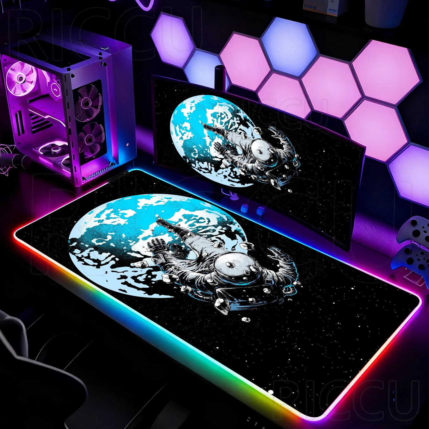 RGB XXL HD print Universe Mouse Pad Gaming Astronaut Keyboard Space esports Desk mat Computer PC accessories LED Mousepad Carpet