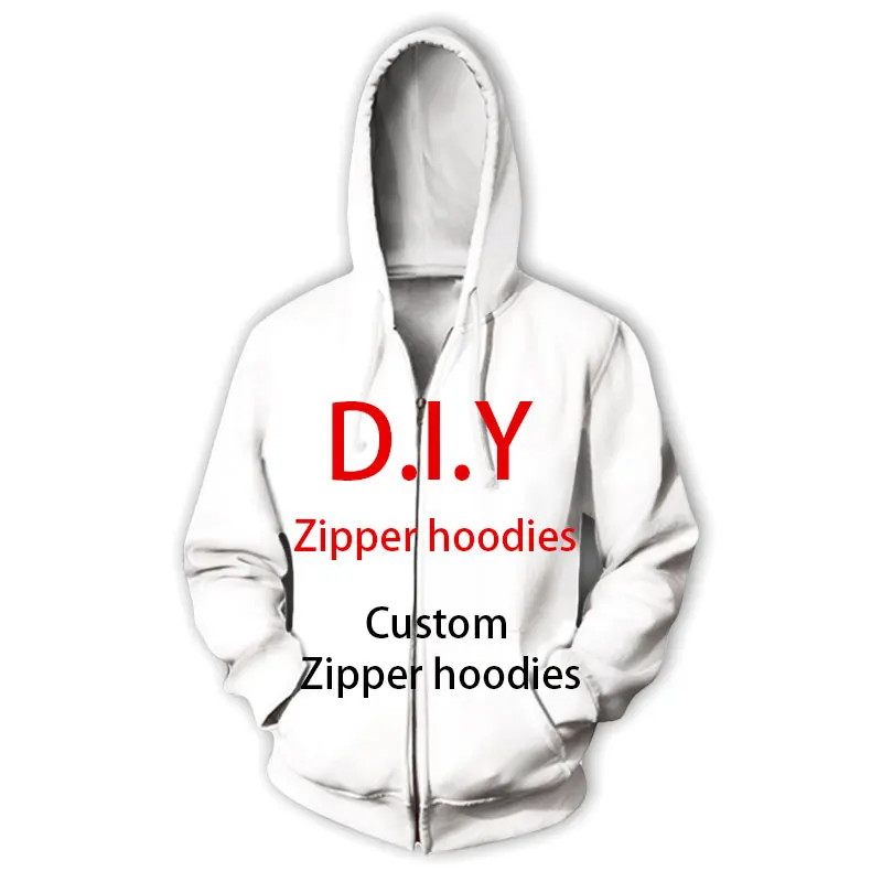 

DIY Custom Design Your Own Pictures 3D Print Casual Zipper Hoodies Zip Up Hooded Sweatshirts Harajuku Hip Hop Sweatshirts