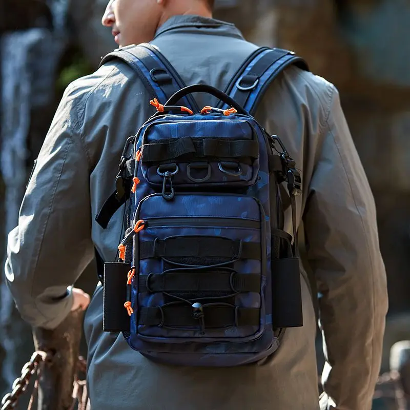 Fishing Lure Backpack with Rod Holders Chest Bag Molle Multi-functional Waist Bags Outdoor Hiking Shoulder Rucksack Large Case