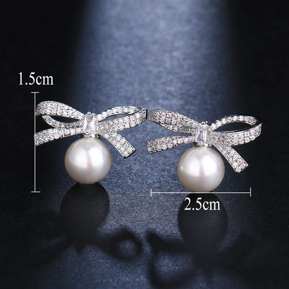 Emmaya Elegant Cubic Zircon Earring With Shiny Pearl Decoration For Women&Girls New Trendy Party Exquisite Jewelry