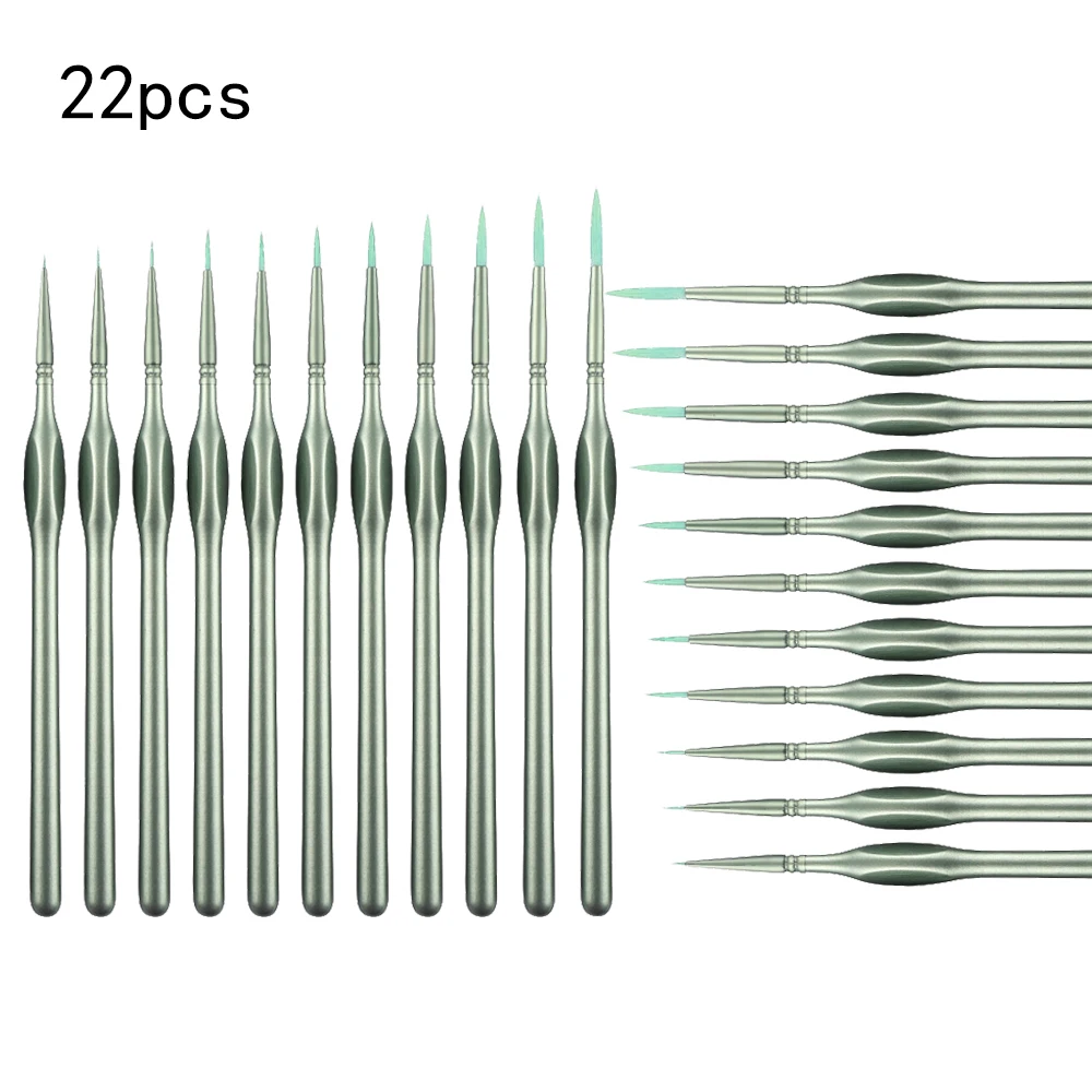 

22pcs Precision Green Detail Paint Brush Set, Triangular Grip Wood Handle Art Brushes, Small Fine Tip Paintbrushes for Acrylic,
