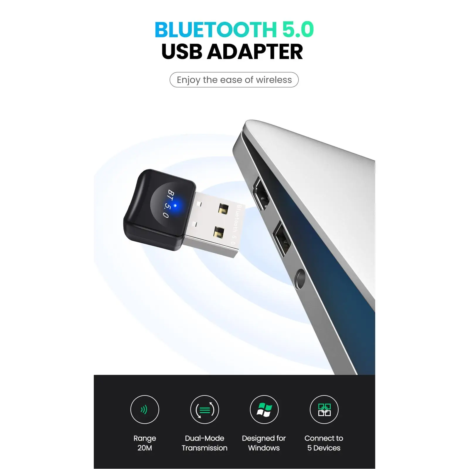 Mini adaptador Bluetooth receptor de audio 3Mbps para auriculares