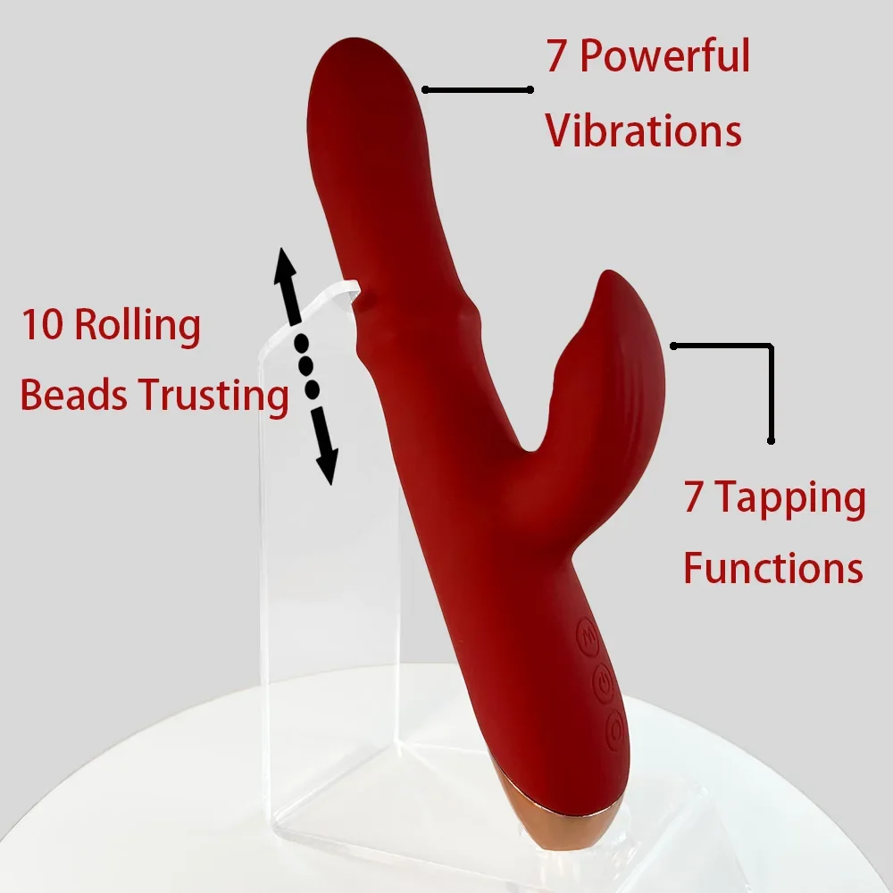 Flamingo Rabbit Vibrator from Dream Vibe Powerful Tapping Vibrating Beads Thrusting Adult Pleassure Sex Toys for Woman Love Gift