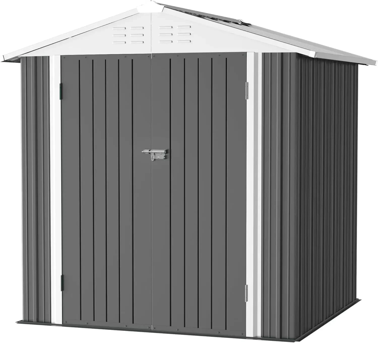 

5x3/6x4/6x8FT Metal Outdoor Storage Shed w/ Lockable Door,Waterproof Garden Tool Storage House for Backyard Patio Lawn,4 Colors