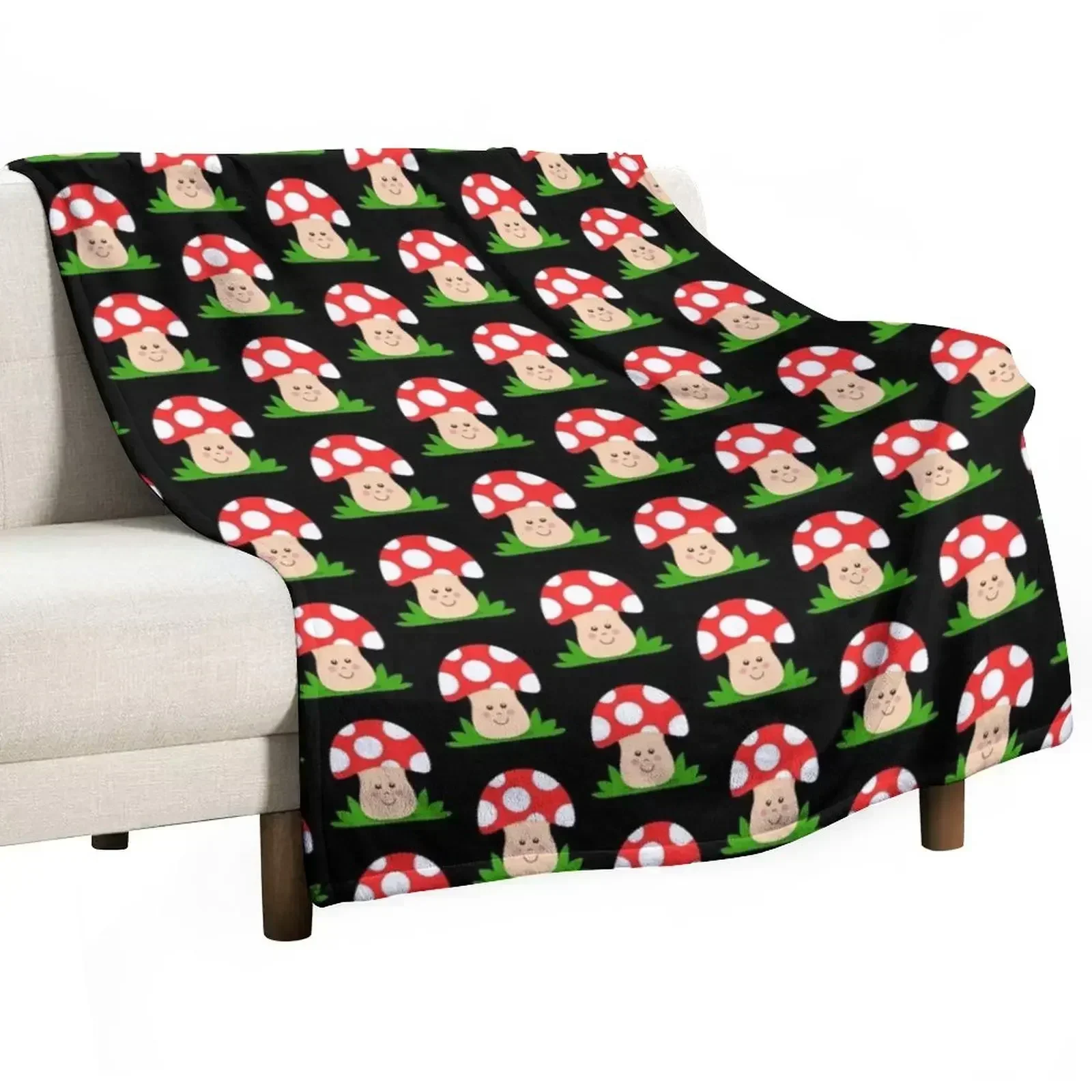 Happy Mushroom Toadstool Throw Blanket Cute halloween For Baby warm winter Blankets