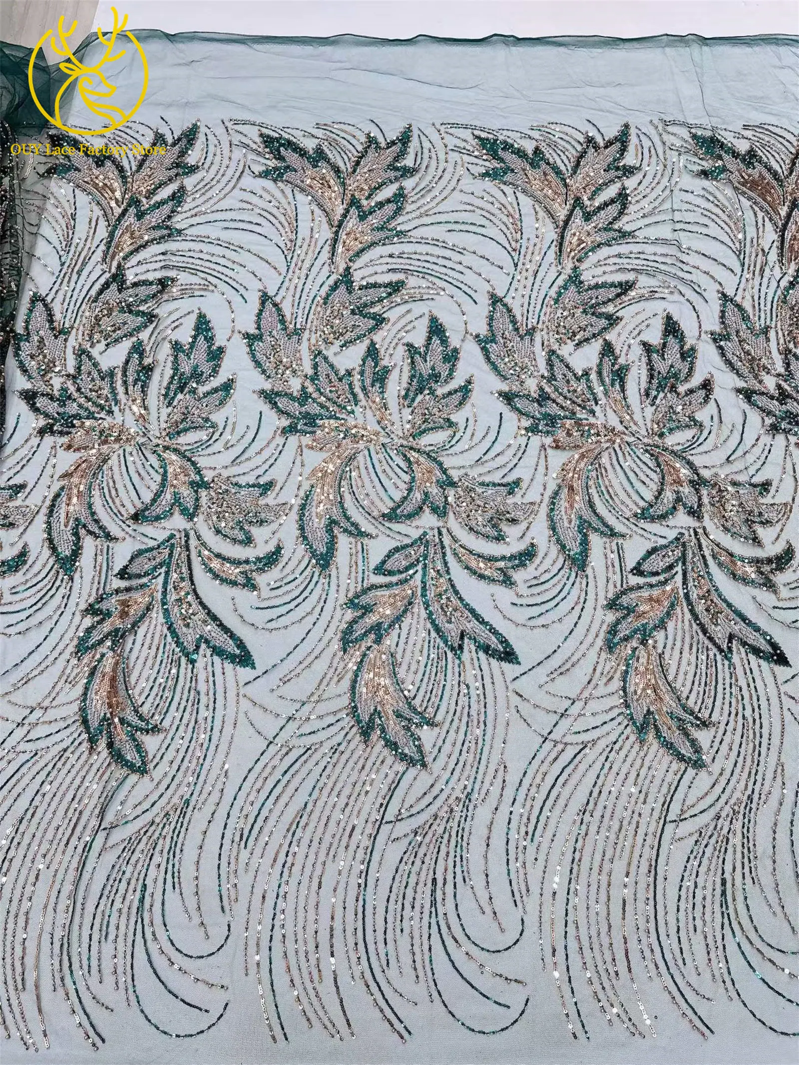 5 Yards luxuriöser afrikanischer Spitzenstoff 2026, hochwertiger französischer Pailletten-Spitzenstoff für nigerianisches Nähen von Brautkleidern – Detail 18