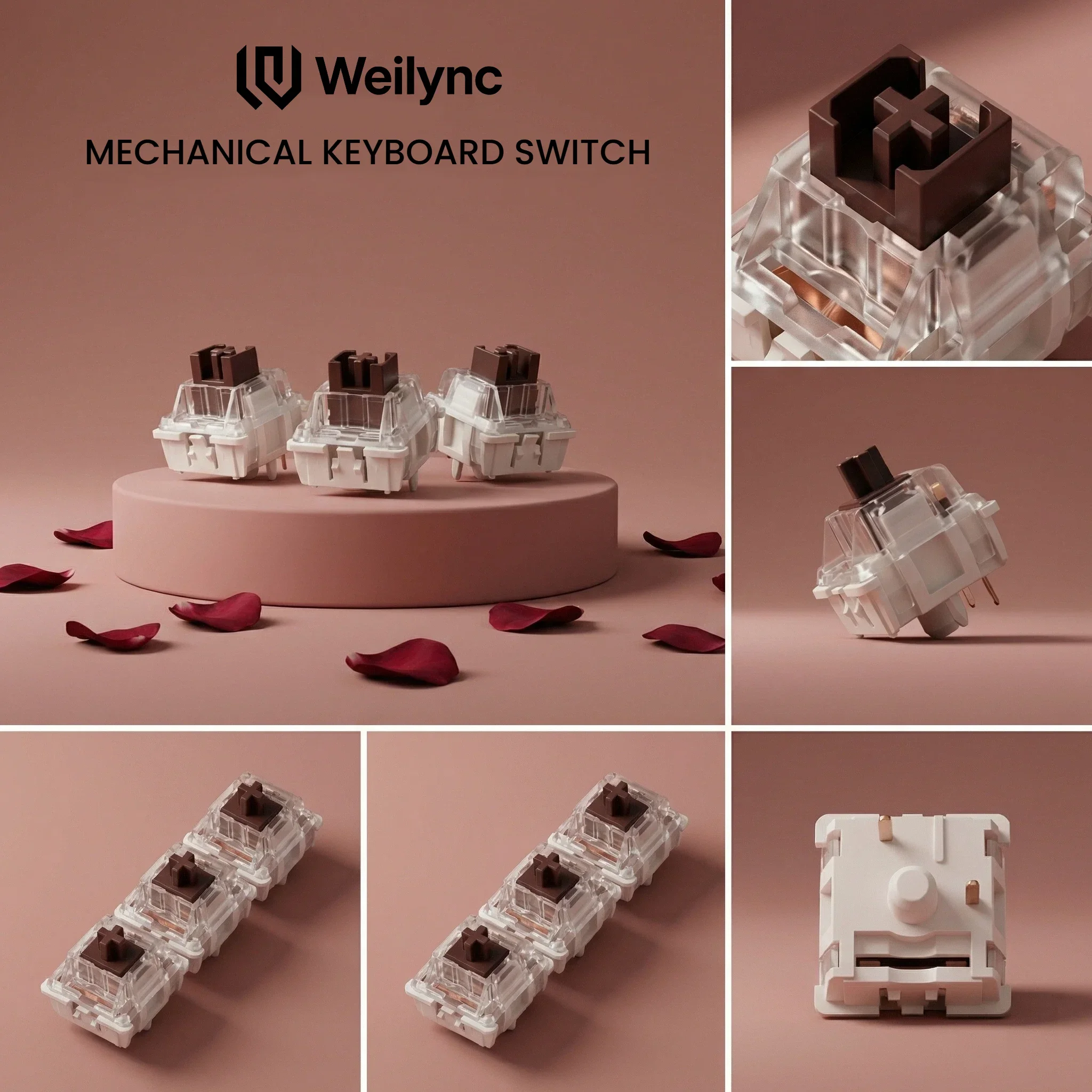 

50 шт. коричневых 3-контактных тактильных переключателей 60gf, стабильные пылезащитные клавишные переключатели для механической клавиатуры Mx