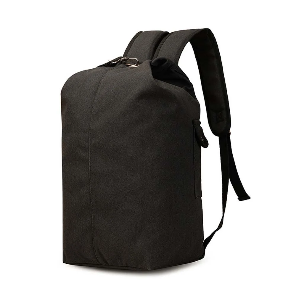 Solid Color Vintage Canvas Rucksack Handbag Folding Multi-pockets Design Backpack Multi-purpose Daypack