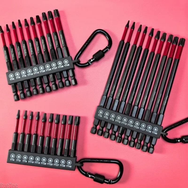 10 Pcs Torx Bits with Holes Magnetic 150mm 6 Inch Long Electric Screwdriver Bits for Screwdriver Electric Drill Tool Parts