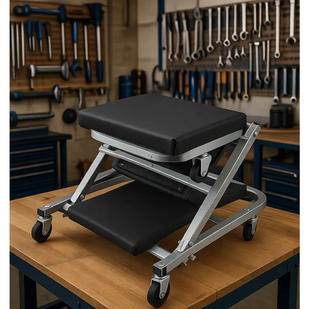 

Mechanic Creeper 36 Inch 2 in 1 Rolling Seat 300 lbs Low Profile 6 Wheels Garage Shop Fathers Day Gift