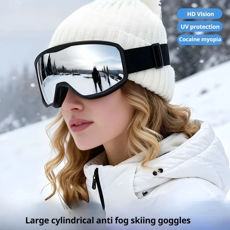 

Fearless Guardian Cylindrical Ski Goggles, Double Anti-Fog & UV/Impact Proof, Fits Over Glasses, Essential Eye Gear for Skiers