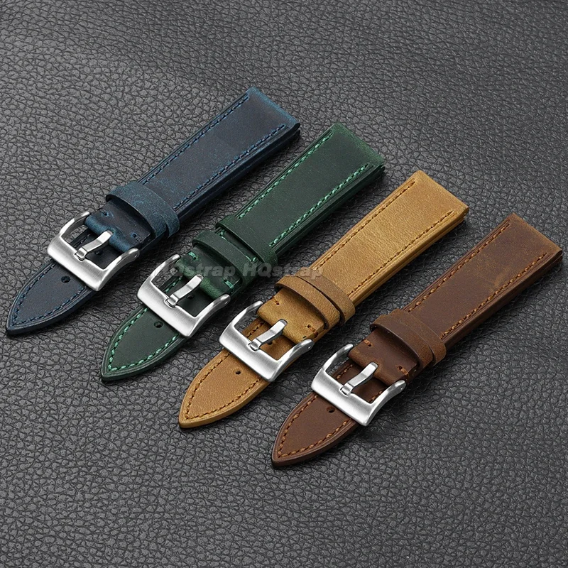 세이코용 가죽 스트랩, 오메가 빈티지 소가죽 시계 밴드, 퀵릴리즈 팔찌, 부드럽고 편안한 손목 밴드, 18mm, 20mm, 22mm
