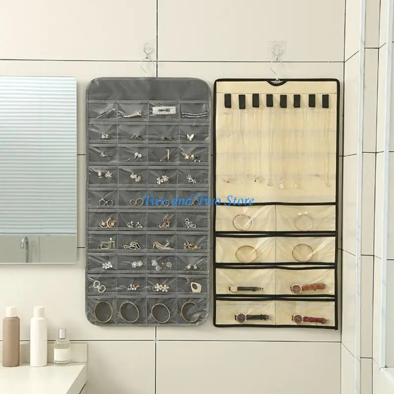 HX6F Multipurpose Jewelry Hanger with Clear Pockets Home Accessory for Rings Bracelets and Necklace Display Solution