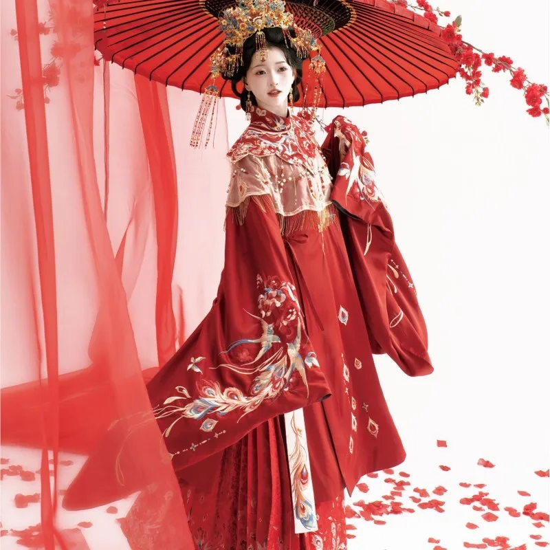 Vêtements de cérémonie Hanfu de style chinois sur mesure, tenue de grillage, vêtements rouges lourds