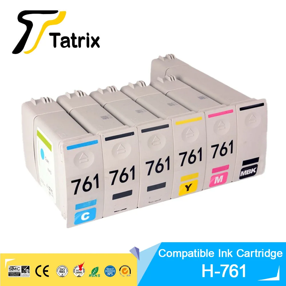 

Tatrix Compatible Hp with chip 761 Compatible Ink Cartridge For Hp761 Full With Top Pigment Ink For HP T7100 /T7200 Printer