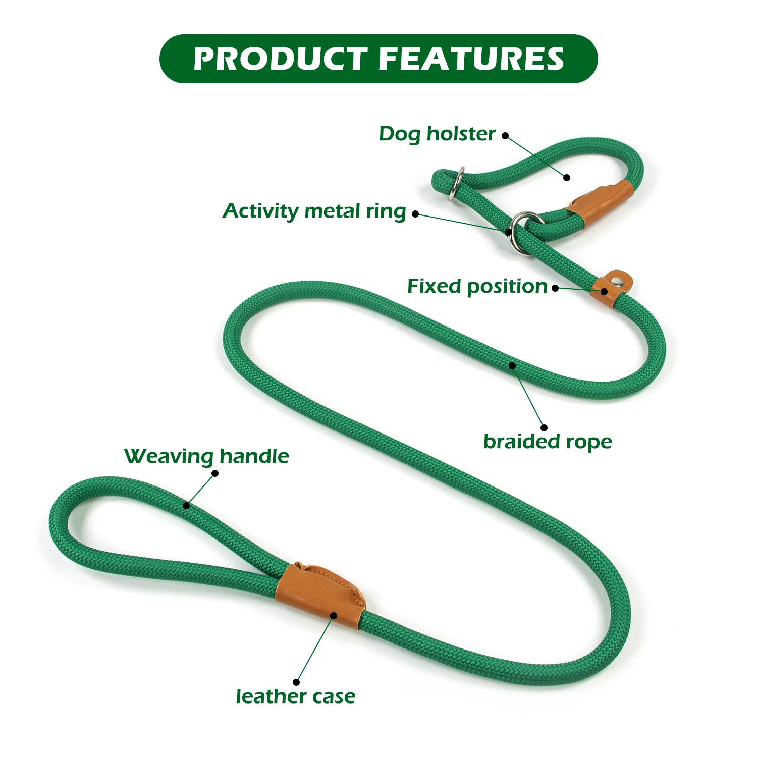 1.5M P Type Dog Leash Adjustable Slide Fastener Buckle Easy and Convenient Medium Big Training Leash for Large Dog Supplies