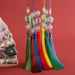 Beautiful Tassels Traditional Imitation Jade Colorful Polyester Tassels Handicraft Folding Fan Ornaments