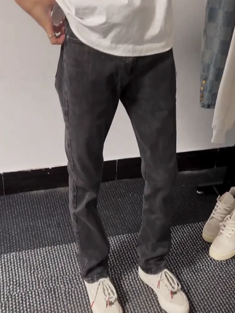 

Waed Bla ey Jeans Men Slim Fit Straight Leg Retro Youthful Long Trousers Wear Resistant Daily Wear Spring Autumn Winter