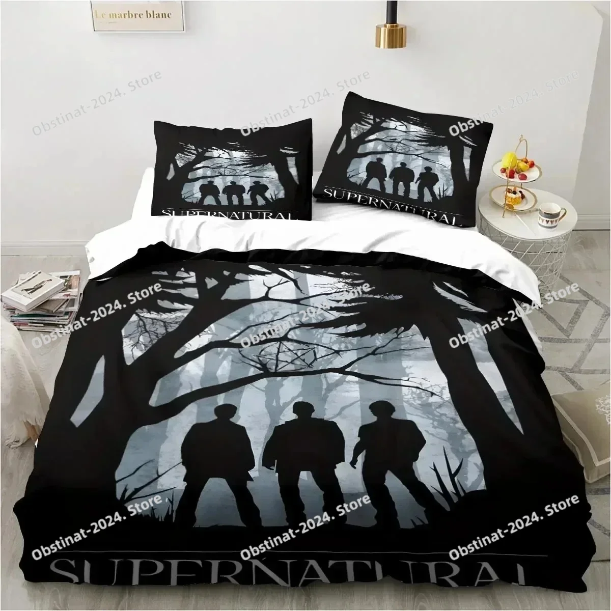 

Supernatural Logo Bedding Set Duvet Cover Bed Set Quilt Cover Pillowcase Comforter king Queen Size Boys Adult Bedding Set