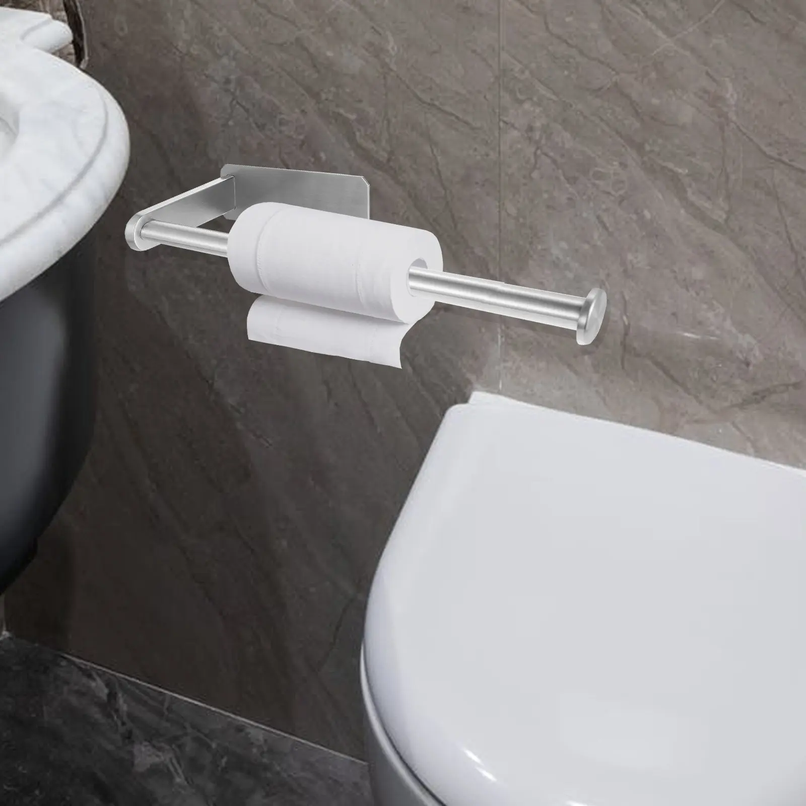 

Heavy Duty Stainless Steel Wall Mounted Toilet Paper Holder Roll Paper Towel Holder for Bathroom Kitchen Modern Minimalist