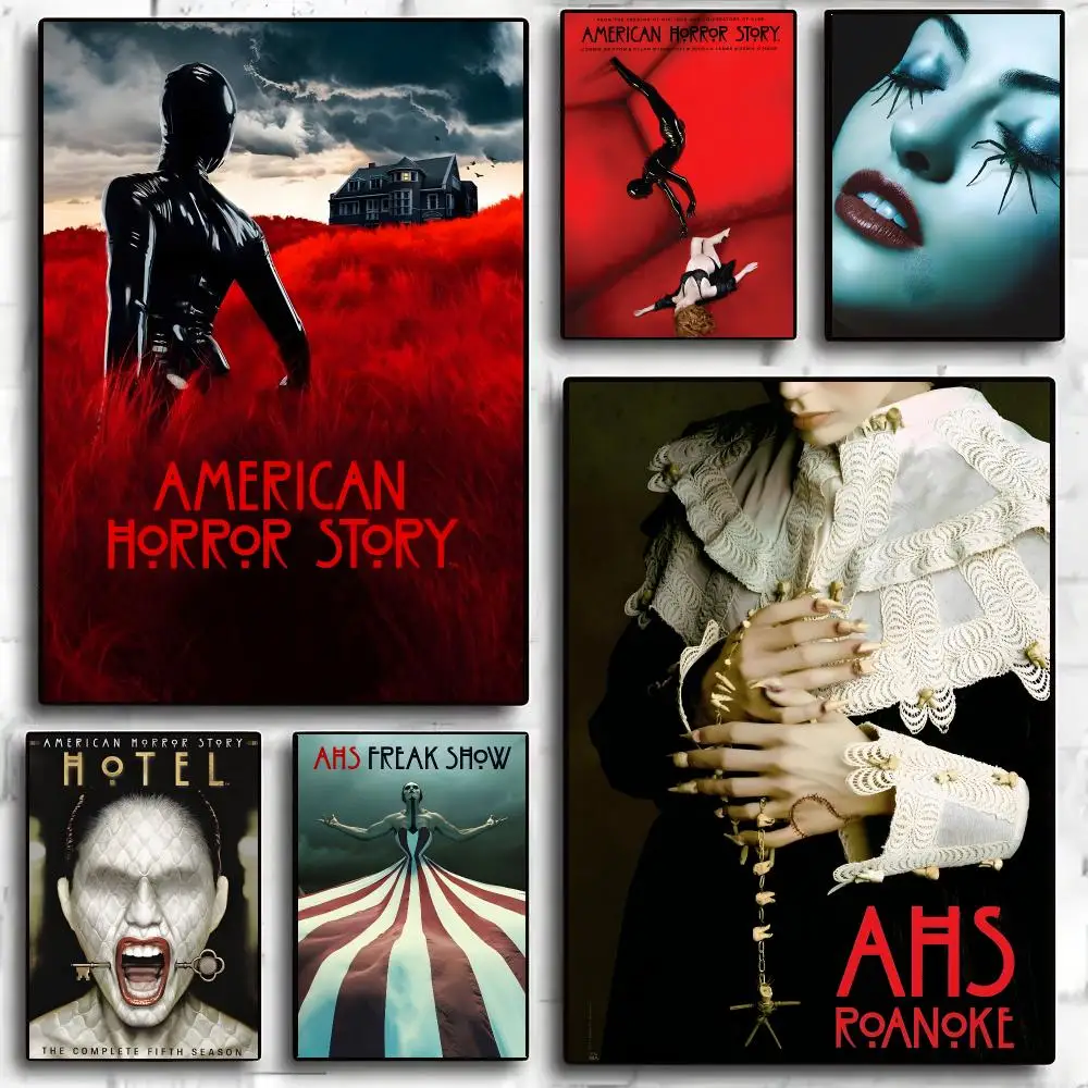 American Horror Stories Poster Wasserdichter Wandaufkleber für Wohnzimmer, Schlafzimmer, Bar, Vintage-Dekor, Hochwertiger Druck, Geschenk