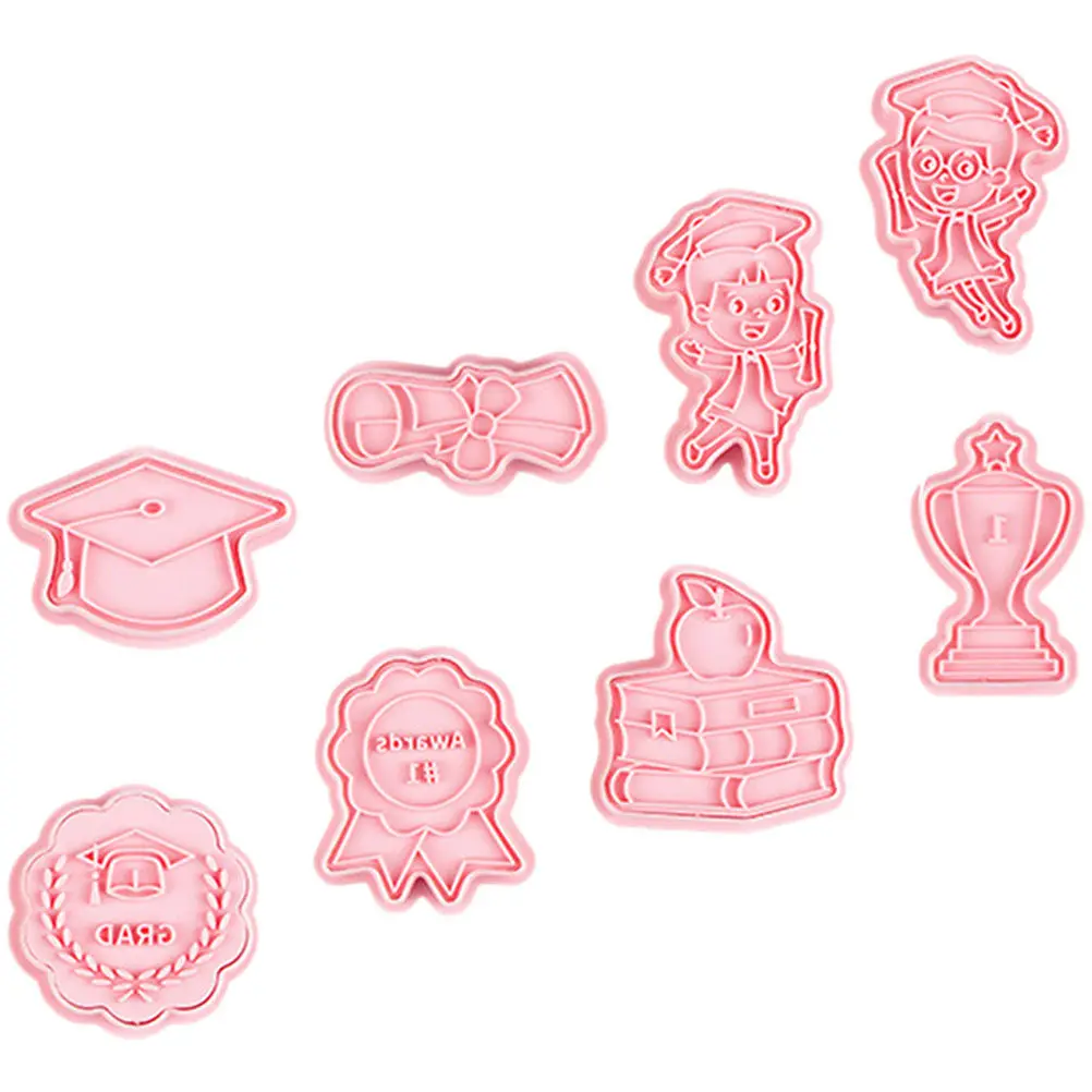 8Pcs Graduation Cookie Cutters Baking Molds Fondant Chocolate Mold DIY Biscuit Mold Dessert Supplies Grad Mould
