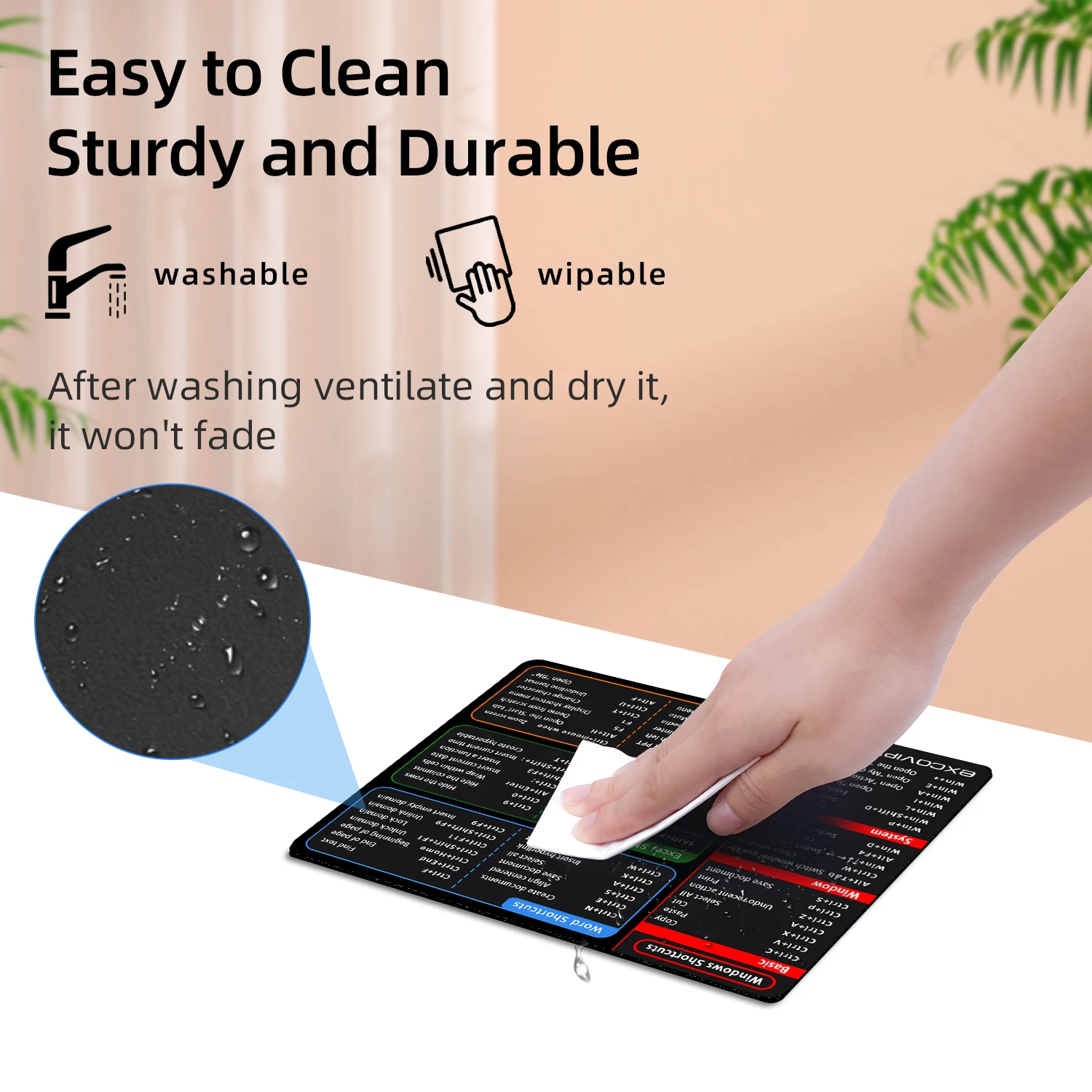 Shortcuts Mouse Pad Small Office Software Excel Mousepad Smooth Cloth with Non-Slip Rubber Base for Home Computer Laptop view 5