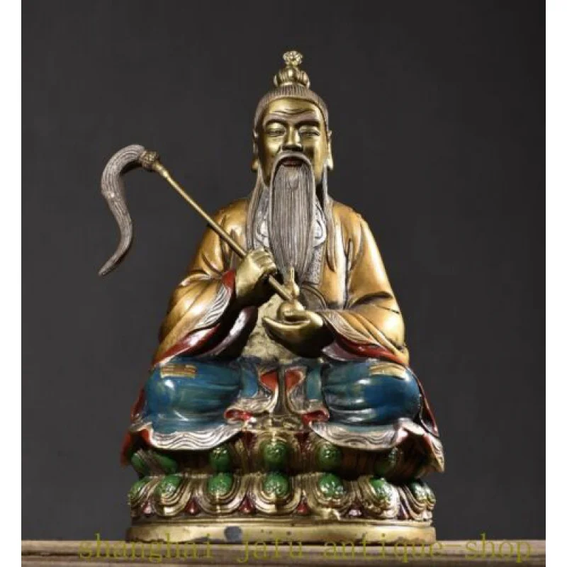 Myth and legend bronze gilt painted “Taishang Laojun” Lord Lao Zi Celestial being statue