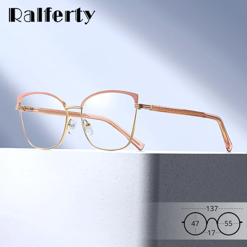

Ralferty модные женские очки в оправе металлические очки для женщин без линз по рецепту плоские очки с блокировкой синего света 2025