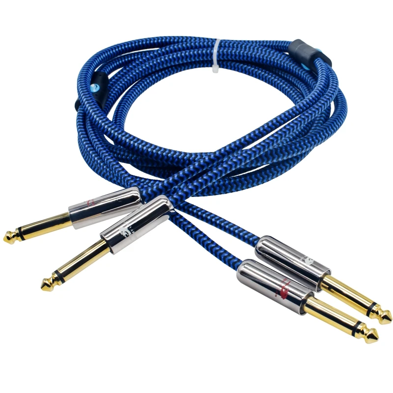 Kabel Audio Premium Dual 1/4 TS Jack do Dual 1/4 TS Jack dla wzmacniacza mikser dźwięku elektroniczne organki kabel gitarowy 1M 2M 3M 5M 8M