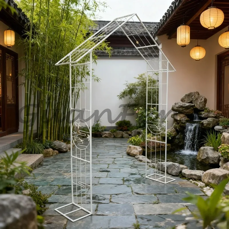 Arched scaffolding courtyard balcony creative arched flower stand