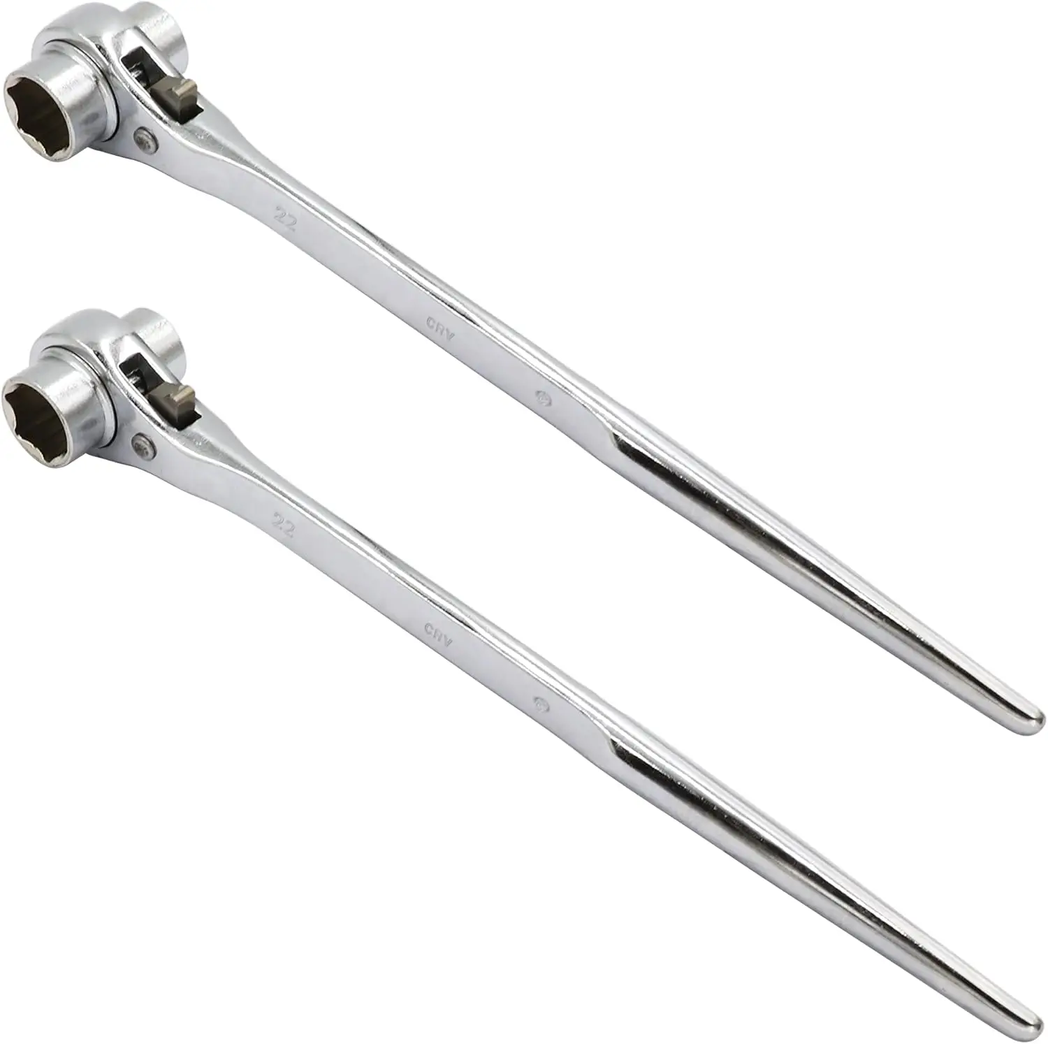

2-Pack Hexagon Scaffold Quick Wrench, 19mm/22mm Ratcheting Socket Wrench, Double Ended, Bright Silver