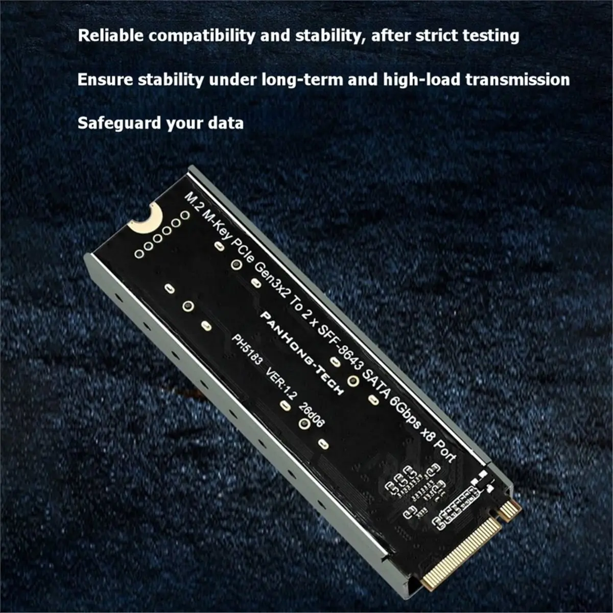 M.2 (M-Key) to Dual SFF-8643 (8x SATA 6Gbps) Add on Card Riser Hard Drive Expansion Card for NAS,,and Linux