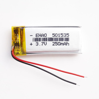 3.7V 250mAh Polymer Lithium Lipo battery Rechargeable Li cells 501535 For MP3 GPS Smart Watch Headset Bluetooth Headphone LED