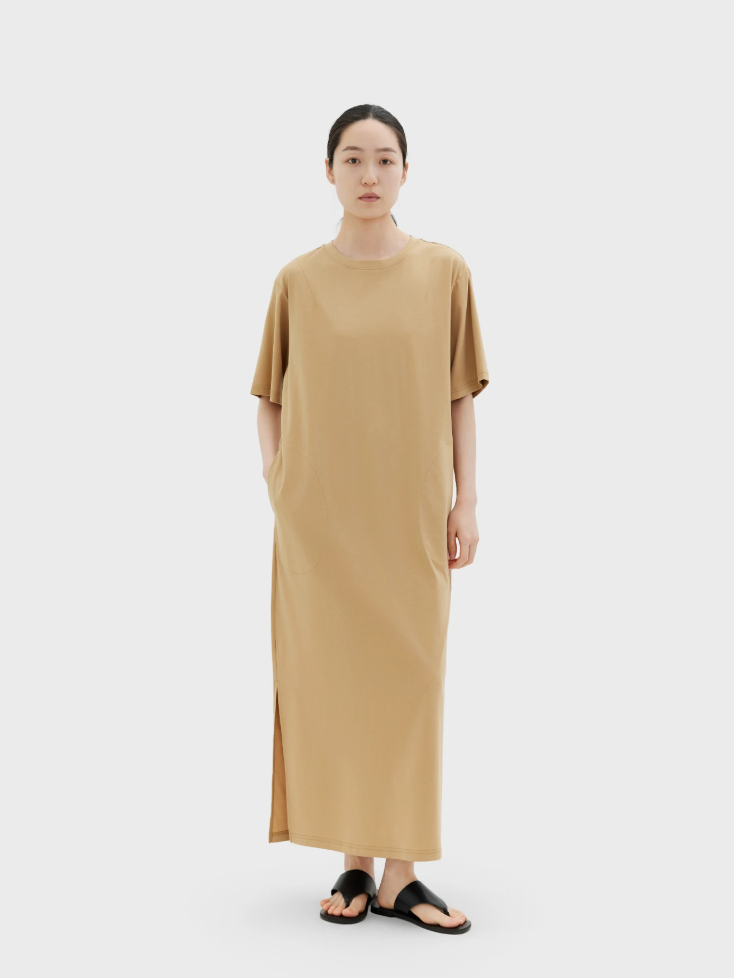 

Свободное платье-футболка из шелкового хлопка в повседневном стиле, с круглым вырезом и рукавом до локтя, женское, свободного кроя, для повседневной носки, бренд SEEI