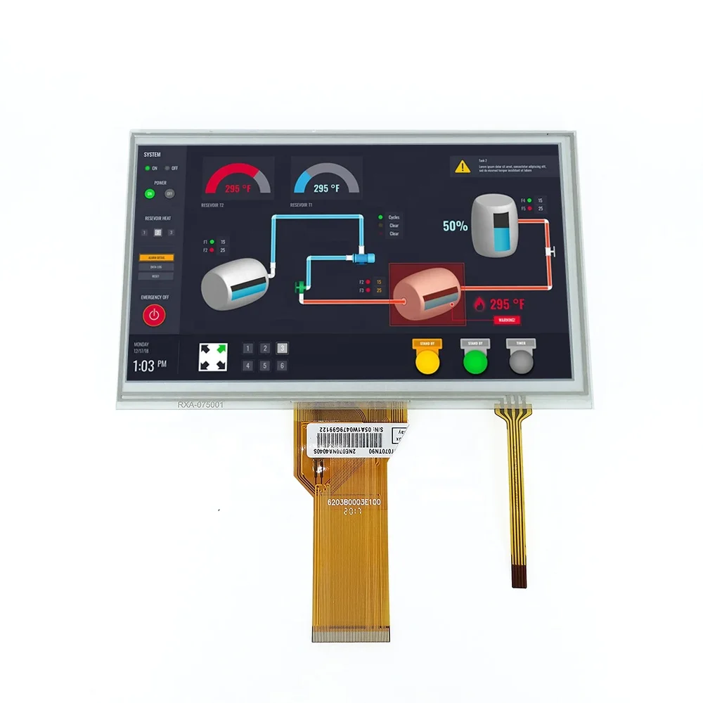 고휘도 7인치 800x480 RGB 인터페이스 4선 저항막 터치스크린 TFT 디스플레이 맞춤형 LCD 터치스크린