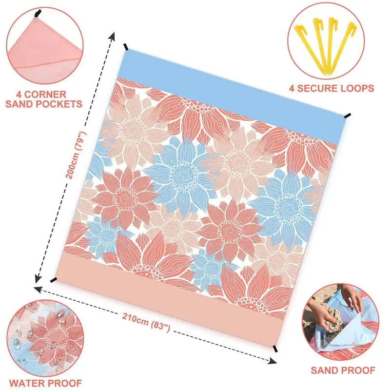Lightweight Folding Beach Mat Outdoor Camping Beach Blanket Sand Proof Picnic Mat