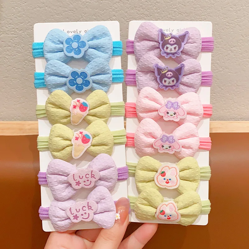 ربطة شعر جديدة للأطفال من سانريو، ربطة شعر للأميرة حلوة ولطيفة على شكل فيونكة للفتيات، إكسسوار شعر مرن، هدية للعطلات #3