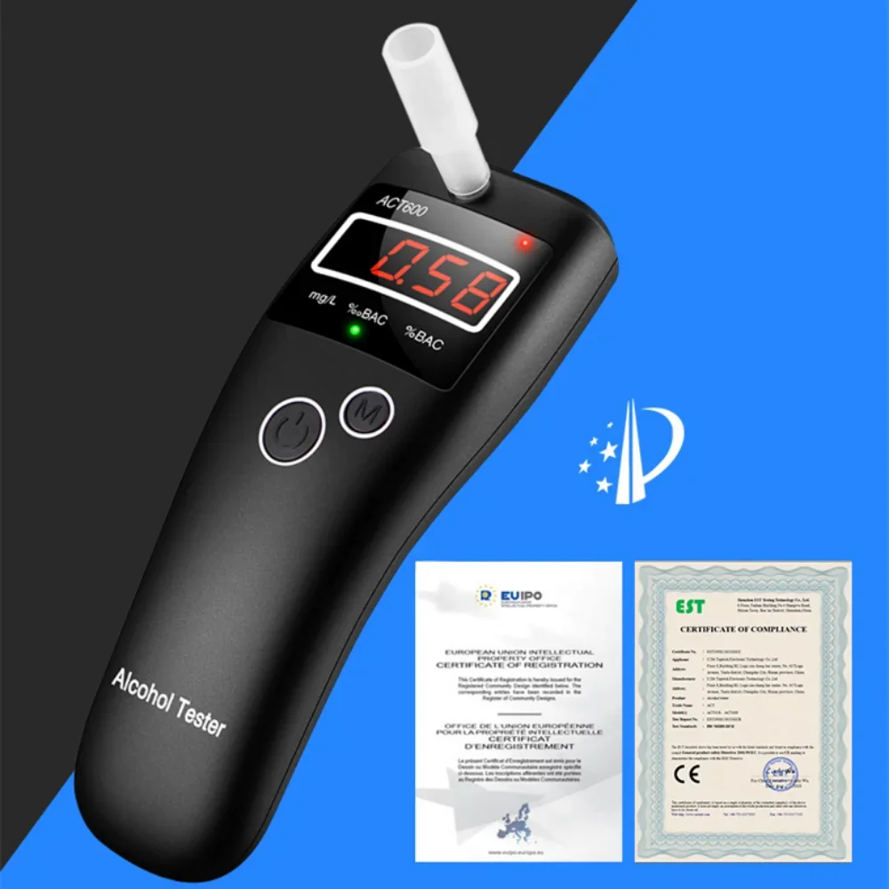 High Accuracy Automatic Alcohol Tester Professional Breath Tester LED Display Portable  Breathalyzer Alcohol Test Tools ACT600