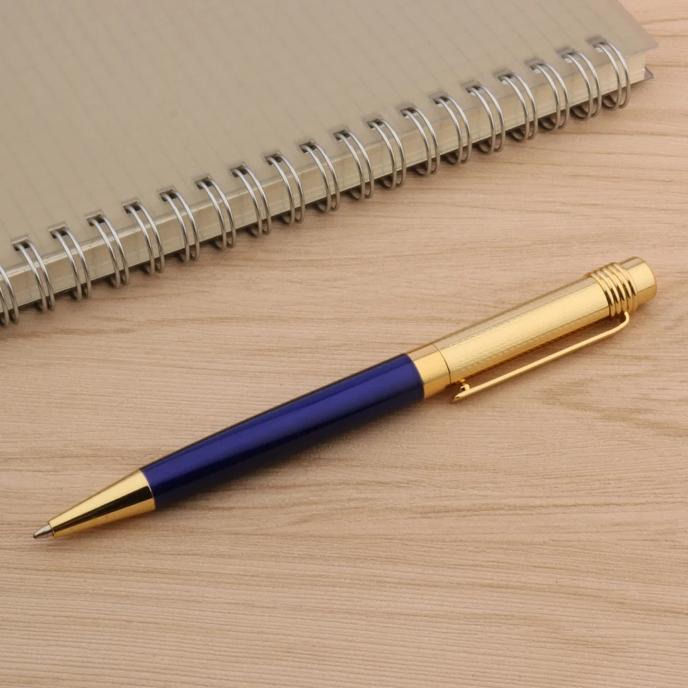 luxury High quality Novel BLUE BallPoint Pen steel metal ball point pen clip Stationery Office Supplies
