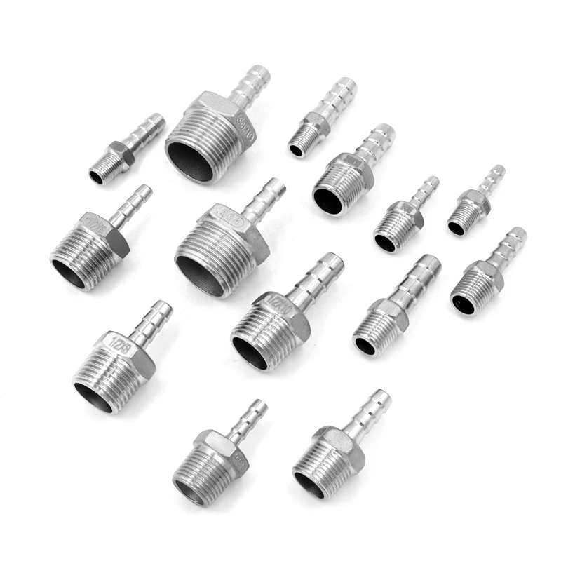Conector de acoplamiento de junta de Pagoda, accesorio de tubería de rosca macho de acero inoxidable 304 BSP, reductor de cola de manguera de