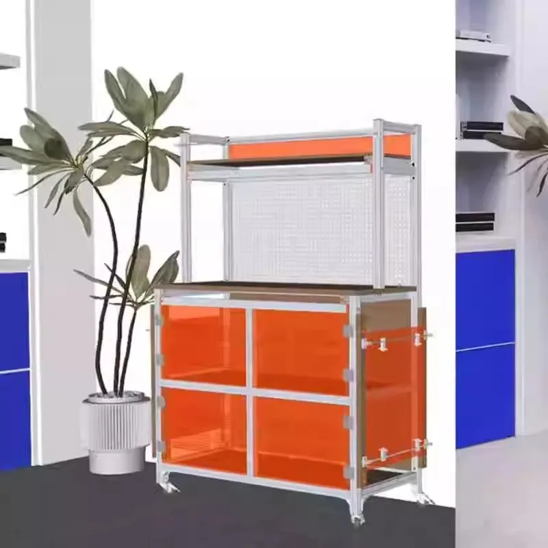Armário lateral de jantar com perfil de alumínio Armário de armazenamento de cozinha moderno e simples para sala de estar
