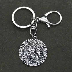 Viking Norse Runes Vegvisir Pendant Keychain For Men Women Magical Staves Compass Keying Amulet Talisman Jewelry
