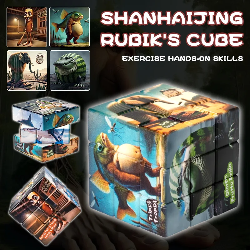 Brainrot Tung Sahur dibujos animados niños Navidad cumpleaños regalo rompecabezas juguete 3 × 3 velocidades ​ ​ Imán Steve Alex Creeper Evoker Regalos para niños