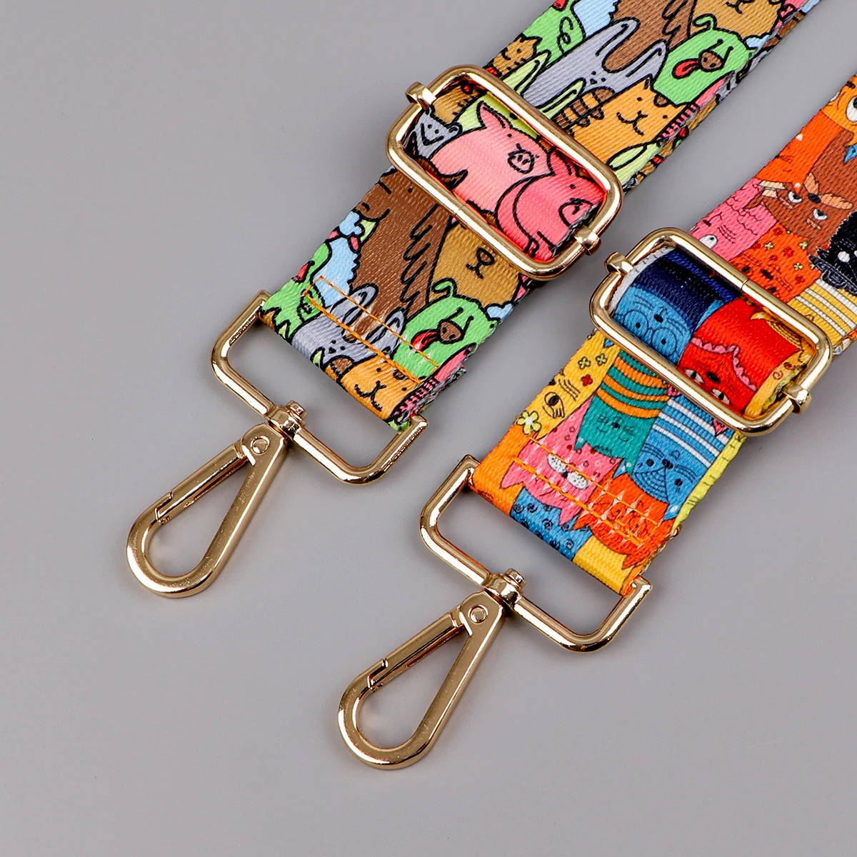 Cute Shoulder Straps Nylon Cartoon Animal Pattern Golden Chain Women Belt Strap Single Adjustable Wide Straps Bag Accessories